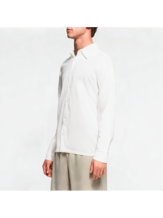 Solid Color Pleated Texture Shirt