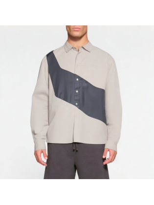 Spring Colorblock Long Sleeve Lapel Shirt
