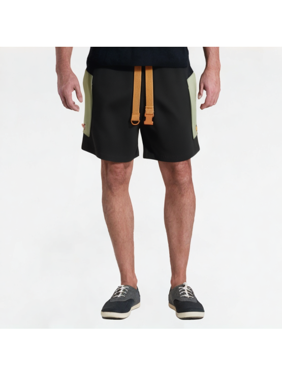 Contrast-Color Drawstring Work Shorts