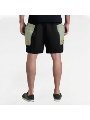 Contrast-Color Drawstring Work Shorts
