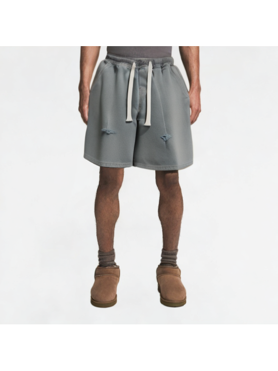 Frayed Drawstring Denim Shorts