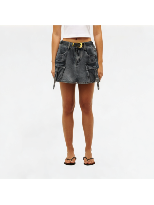 Summer Multi-Pocket Denim Skirt
