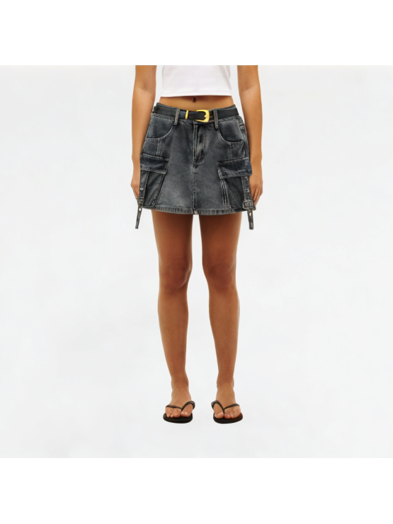 Summer Multi-Pocket Denim Skirt