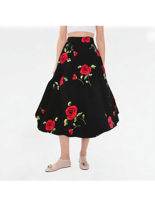 Women's High-waisted Floral A-line Skirt