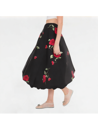 Women's High-waisted Floral A-line Skirt