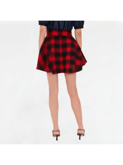 Fashionable Grid Pattern Lace-up Skirt
