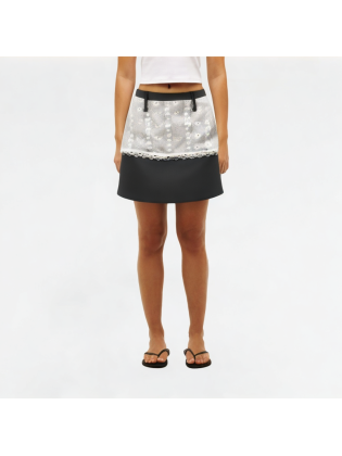 Lace splicing A-line skirt
