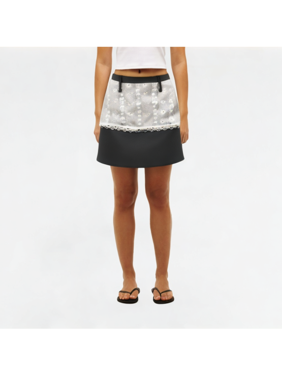 Lace splicing A-line skirt