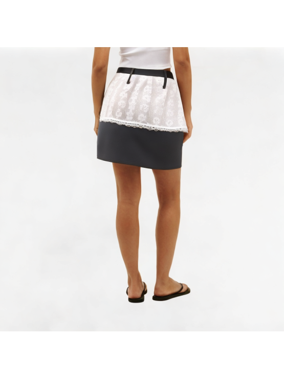 Lace splicing A-line skirt