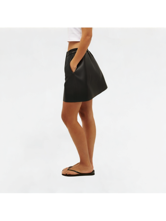 High-quality PU leather chain A-line skirt